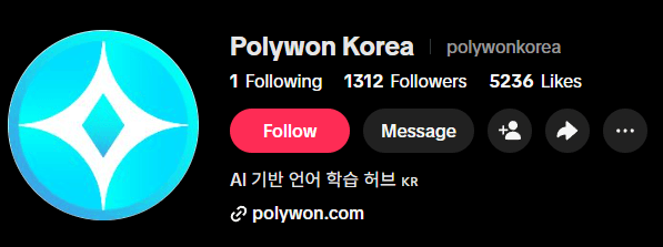 PolywonKorea TikTok Surpasses 1,000 Followers